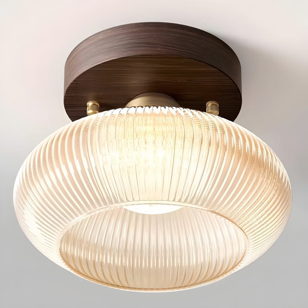 Soliro Minimalistische Kuppel-Holz-Glas-Deckenleuchte - Beleuchtung für Küche und Wohnzimmer | Souliia