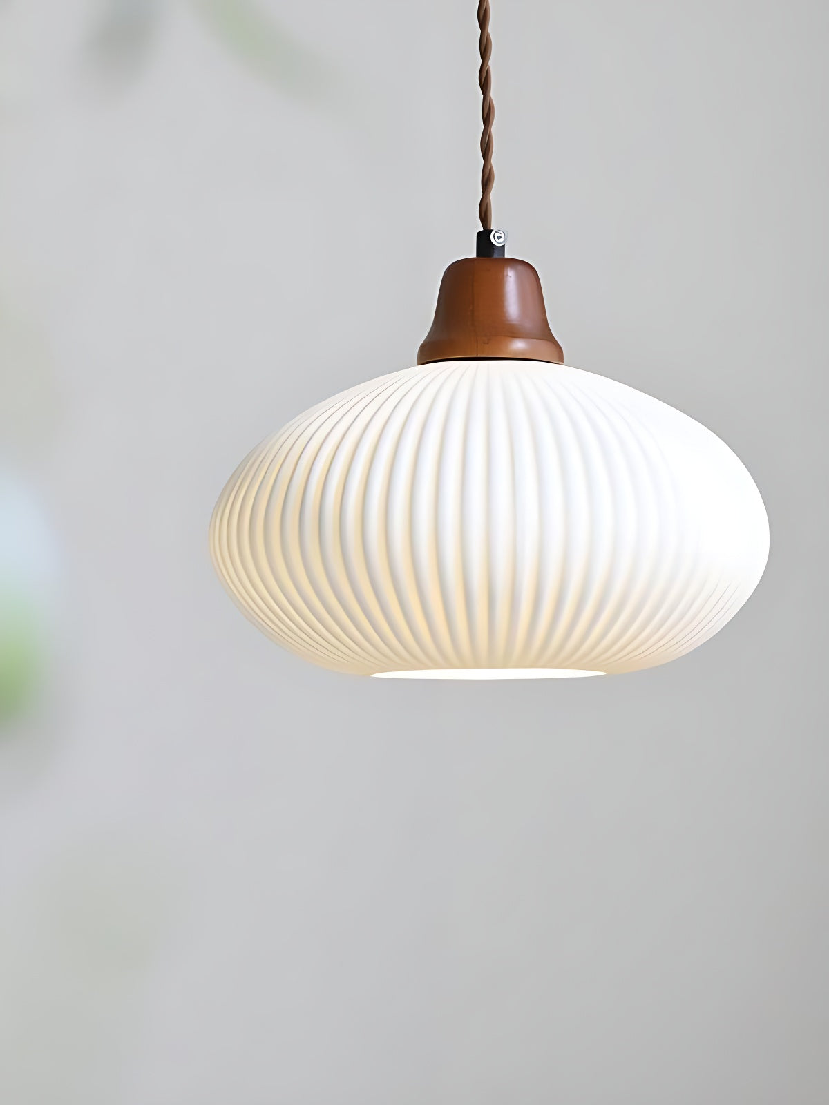 Ribbed Ceramic Pendant Light – Nordic Pendant Light with White Ceramic Elegance | Souliia