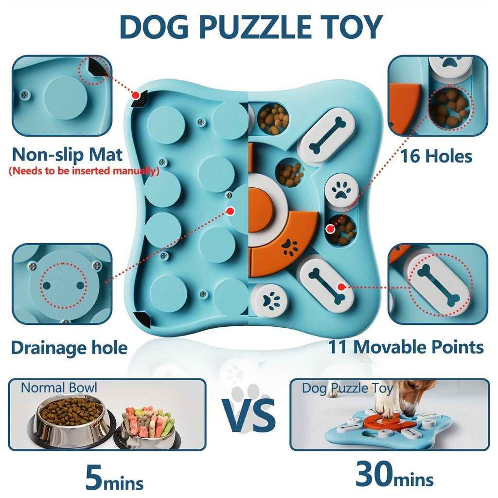 BrainFetch Interactive Puzzle IQ Slow Feeder — Sliding Compartment System, Cognitive Eating Trainer for Dogs