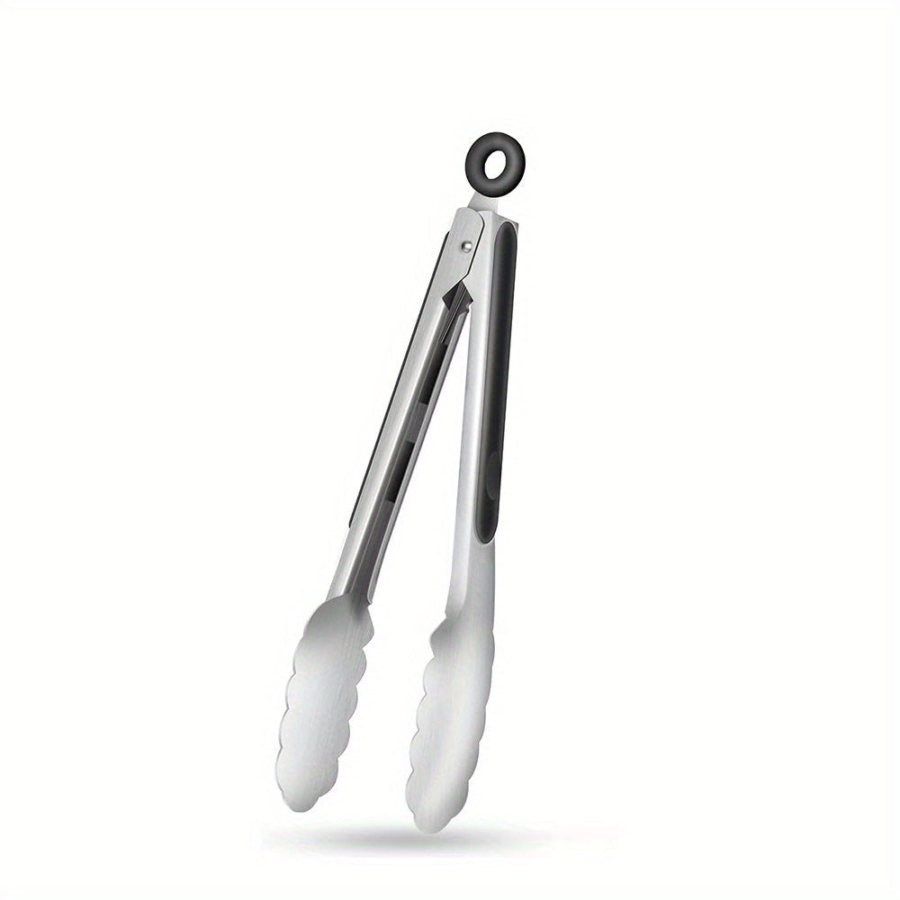 Locktong Stainless Steel Tongs — Silicone Grip Handles, Locking Mechanism