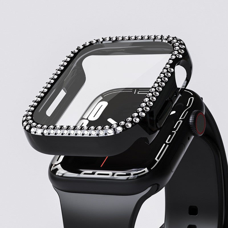 LumaGleam Apple Watch Case — Tempered Glass Cover, Rhinestone Trim