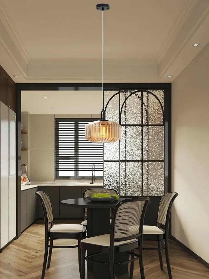 Ribbed Glass Pendant Light - Vintage Green Glass Hanging Light with Modern Appeal | Souliia