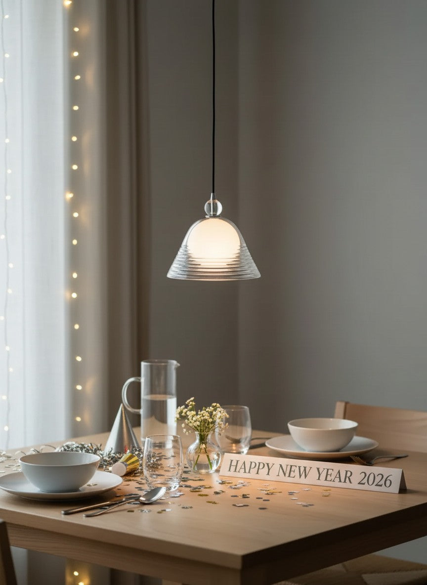 Sunset Pendant Light – Ribbed Glass Shade With Chrome technique - AFTERGLOW L1 | Souliia