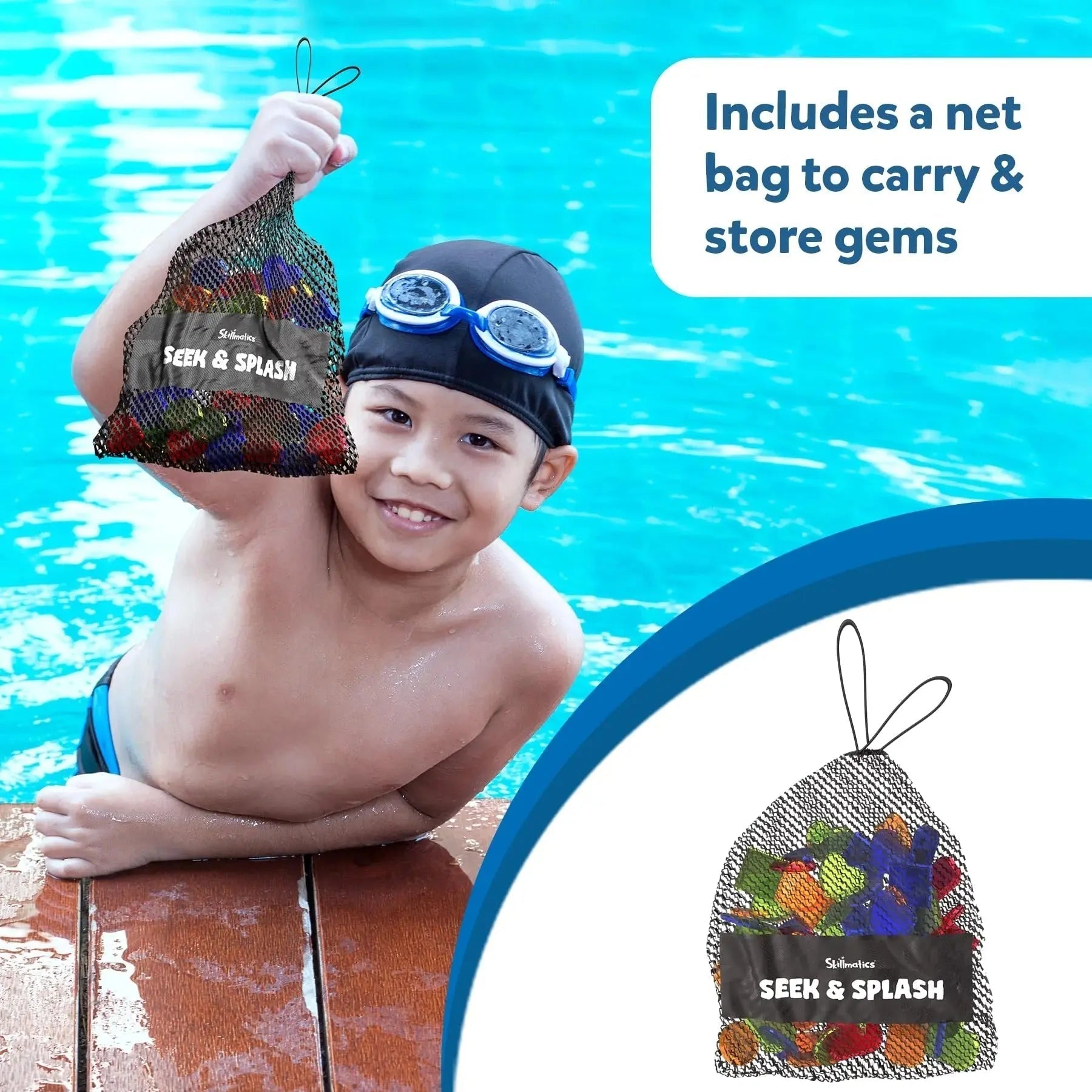 Underwater Pool Treasure Game with Waterproof Gems and Cards - Souliia