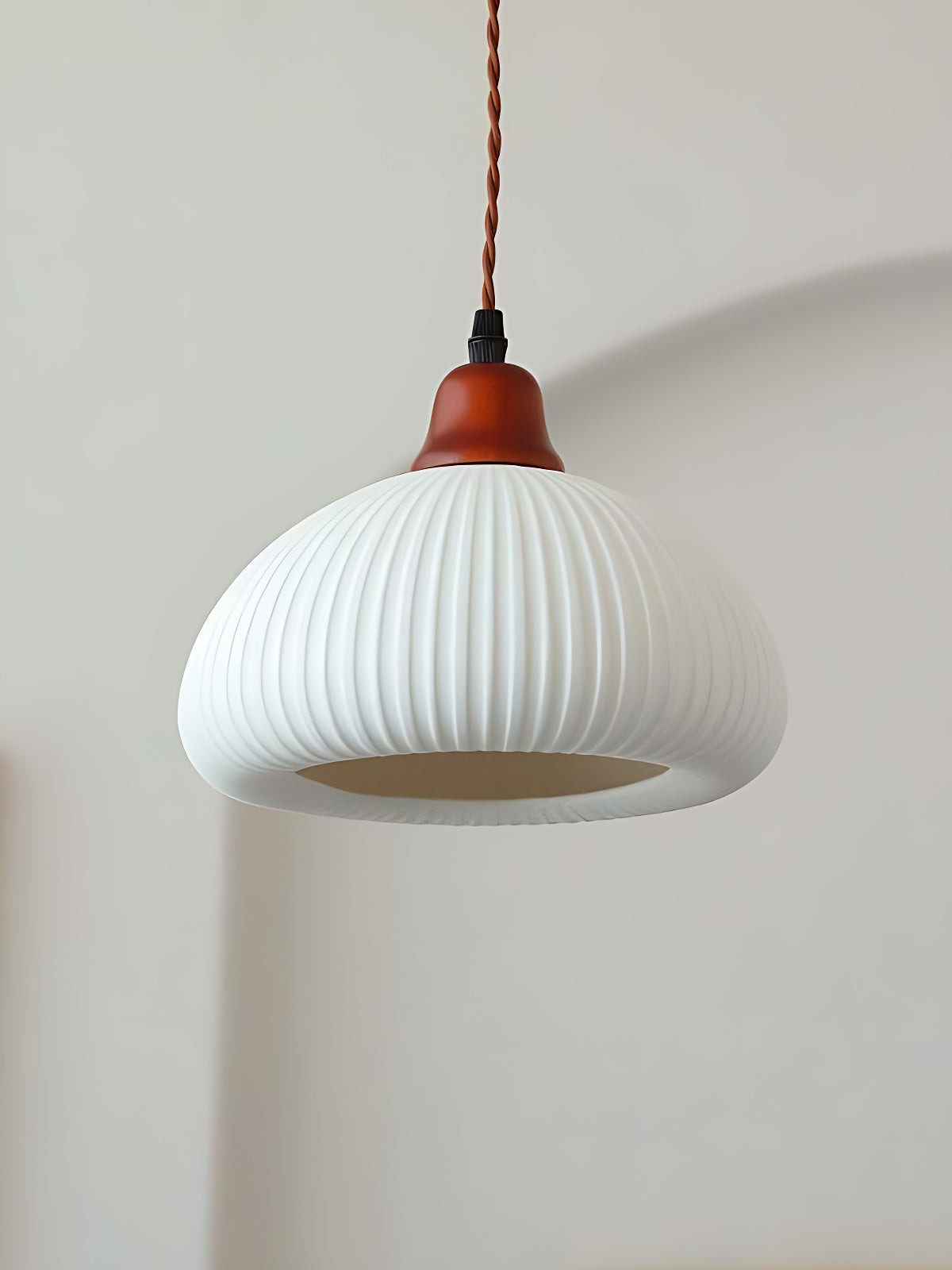 Ribbed Ceramic Pendant Light – Nordic Pendant Light with White Ceramic Elegance | Souliia