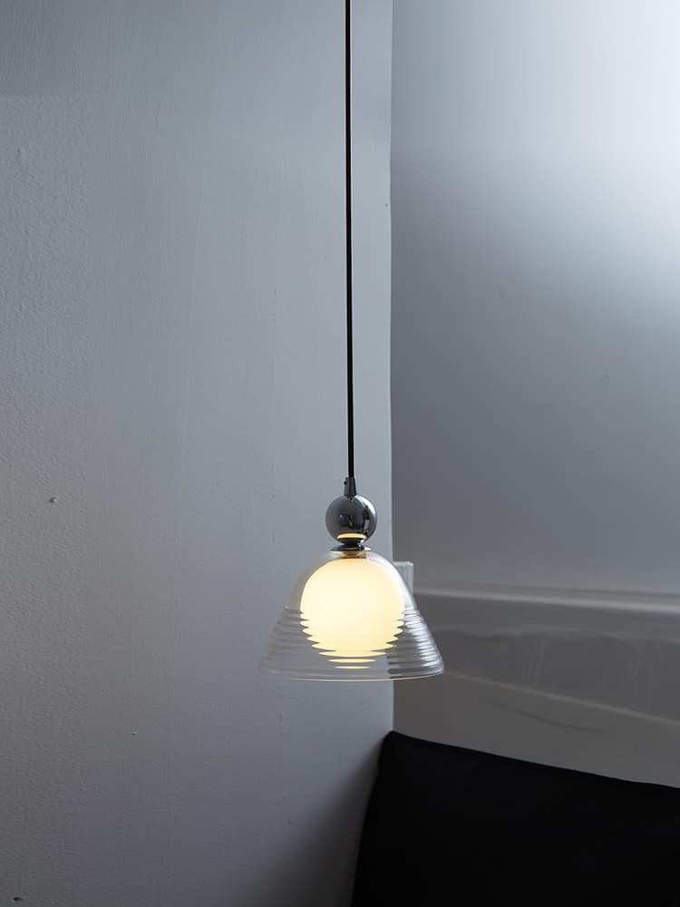 Sunset Pendant Light – Ribbed Glass Shade With Chrome technique - AFTERGLOW L1 | Souliia