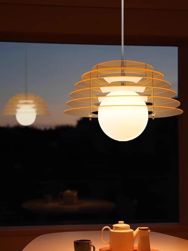 Sunrise Pendelleuchte – Ambient-Pendelleuchte mit Bauhaus Memphis Geometrie – AFTERGLOW S5 | Souliia