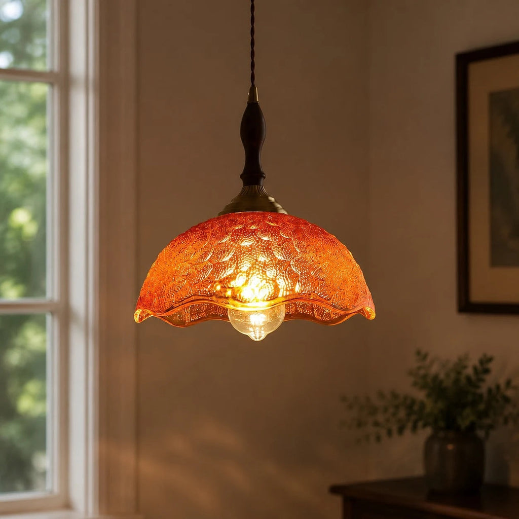 Vintage pendel i bølgekantet glas | Souliia