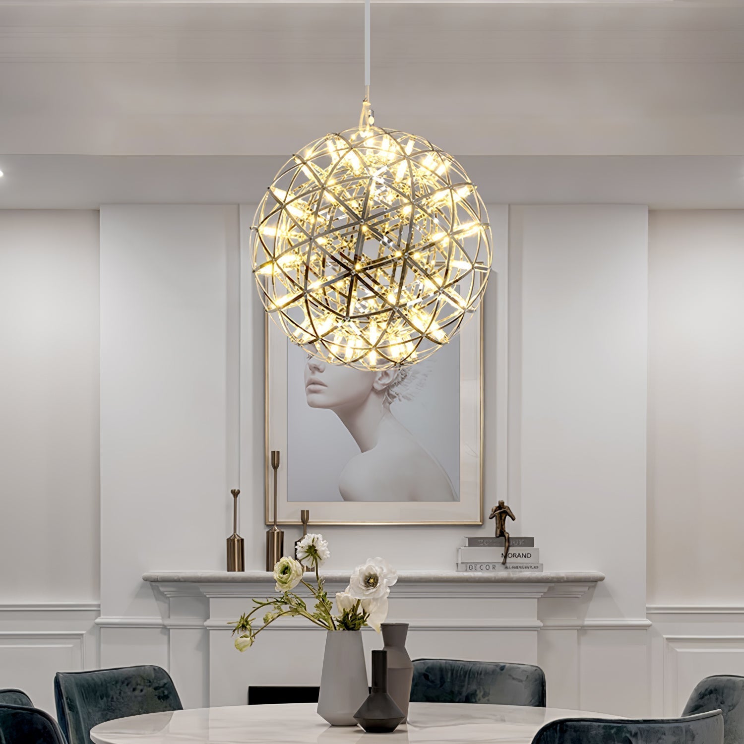 Silver Spark Ball Pendant Light | Souliia