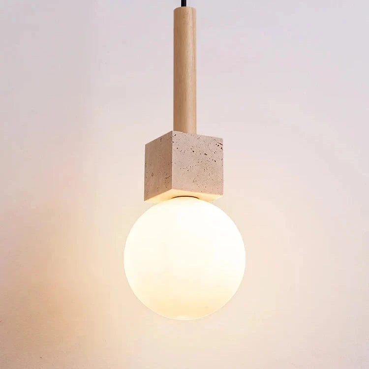 Lampada a sospensione moderna cubica in travertino | Souliia