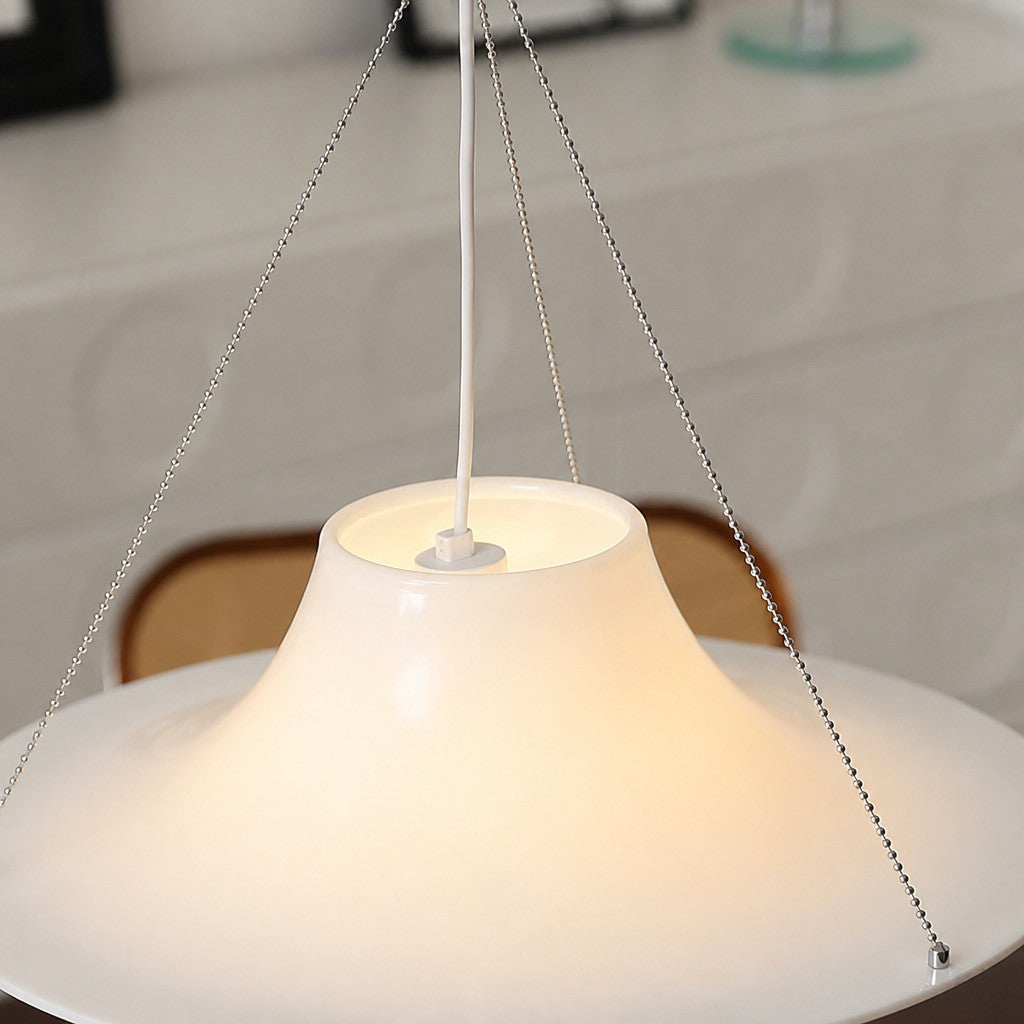 Saebery UFO Pendant Light - White Metal and Acrylic Saucer Pendant Lamp for Bedroom and Dining Room | Souliia