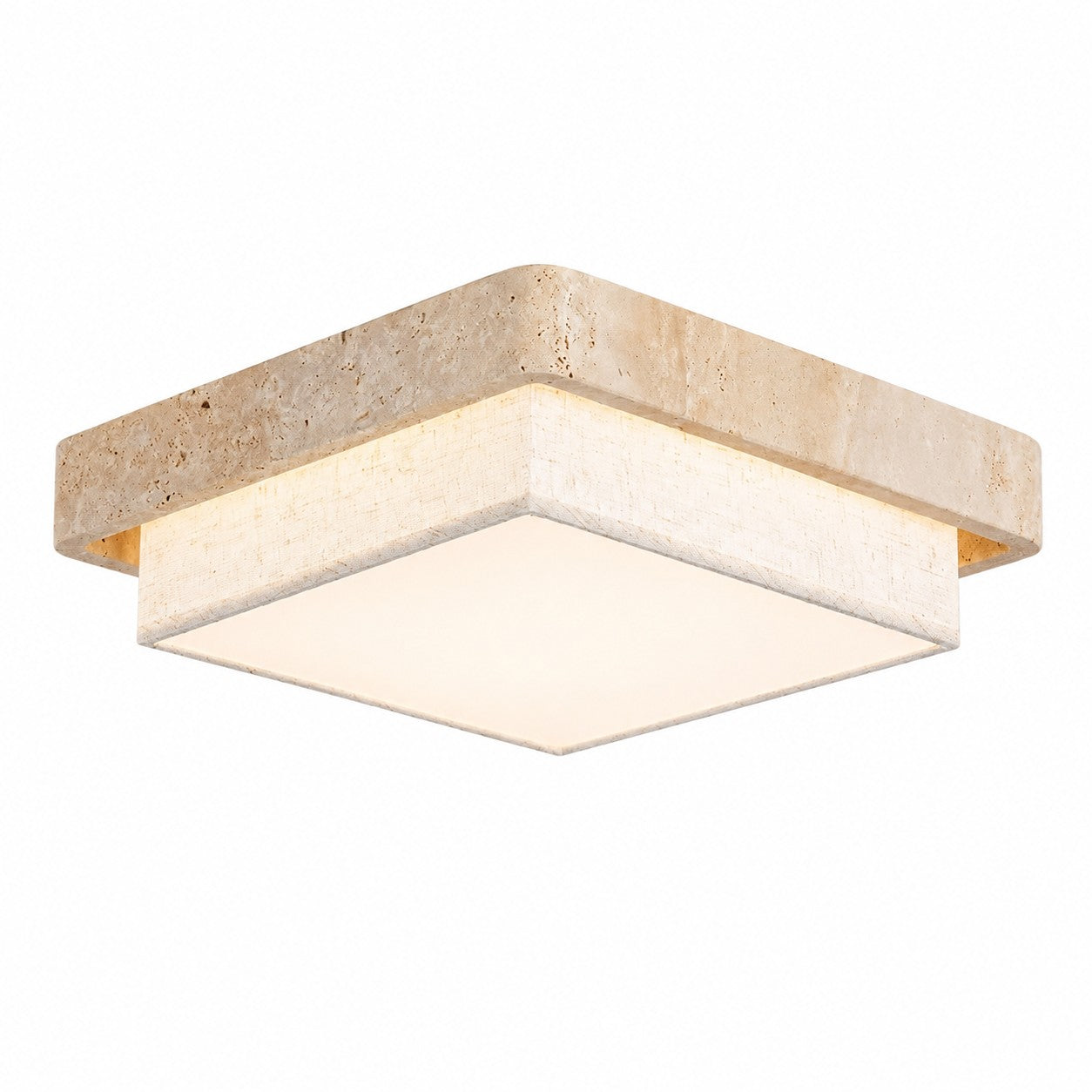 Travertine Fabric Flush Mount Ceiling Light | Souliia