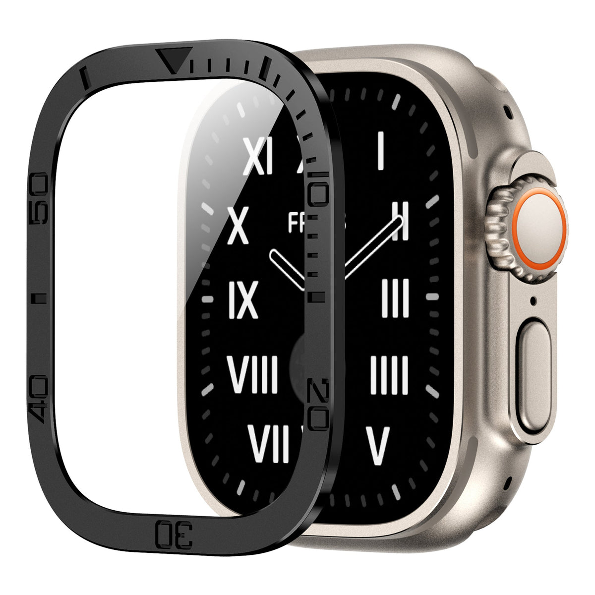 Tempered Glass Screen Protector for Apple Watch Ultra and Ultra 2 by ZenGuard — All-Around Metal Frame