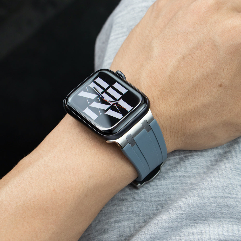 NovaFlex Liquid Silicone Strap for Apple Watch Edition — Polished Metal End Cap