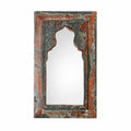 Rustic Carved Wood Arch Wall Mirror | Souliia