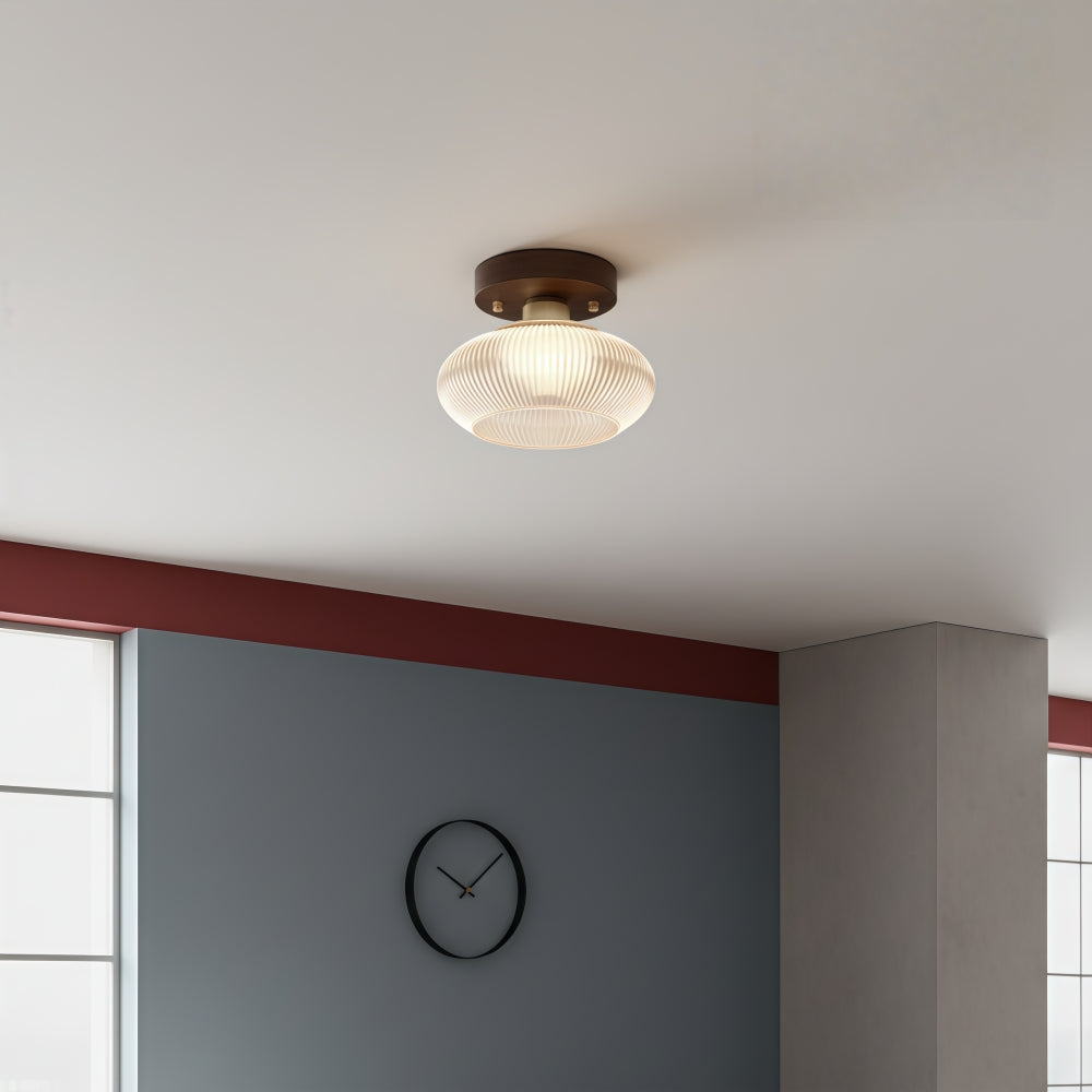 Soliro Minimalistische Kuppel-Holz-Glas-Deckenleuchte - Beleuchtung für Küche und Wohnzimmer | Souliia