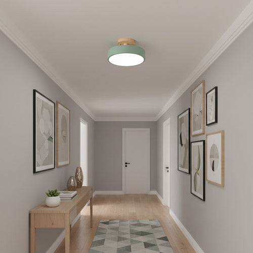 Macaroq Runde Deckenleuchte – Modernes Holz und Acryl für Schlafzimmer | Souliia