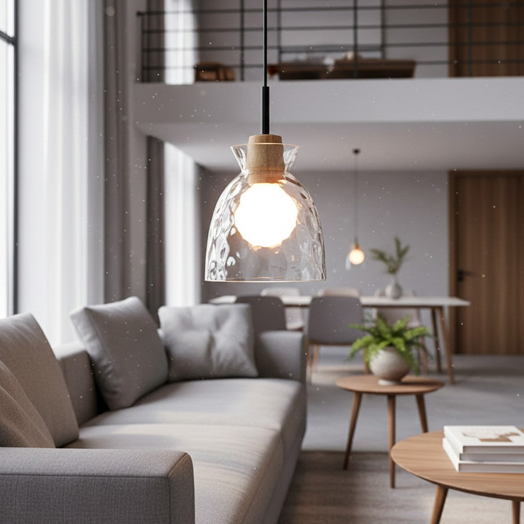 Quenora Sculptural Drop Pendant Light - Contemporary Glass Hanging Lamp for Dining Area U23 | Souliia