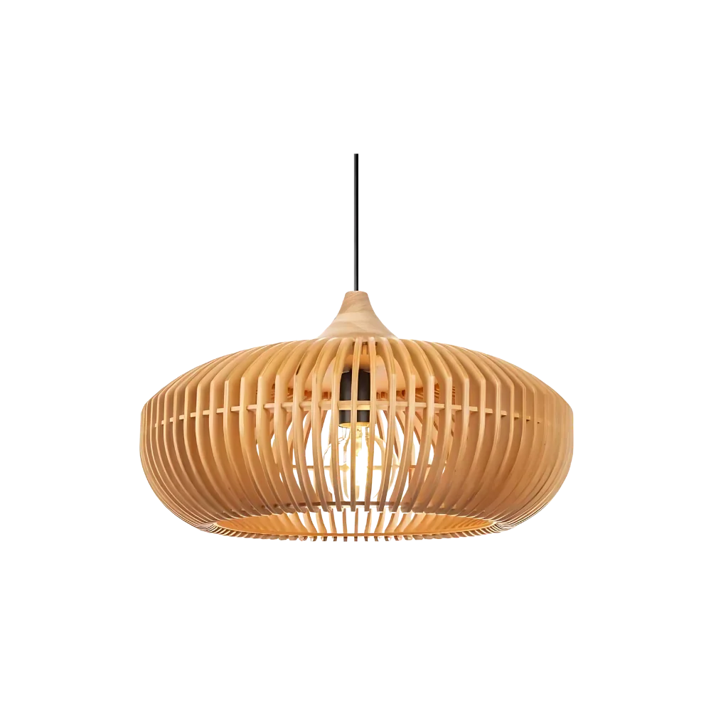 The Halo of Zen Japandi Wood Pendant Light | Souliia