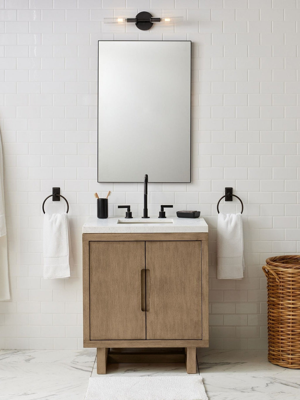 Ribbed Glass Sconce – Double Wall Sconce for Bathroom Vanity Lighting | Souliia