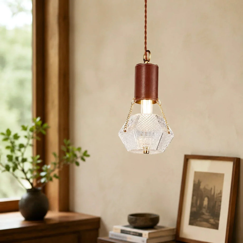 Prismatic French Leather Pendant Light | Souliia