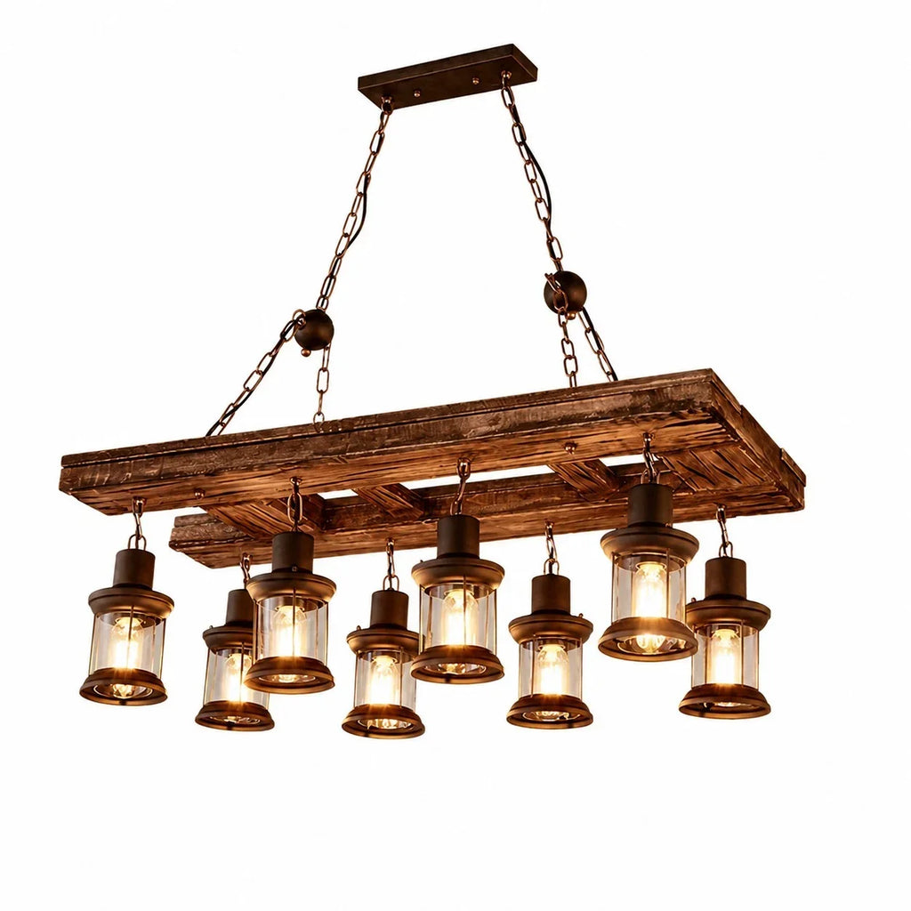 Rustic Industrial Solid Wood Pendant Light Collection | Souliia