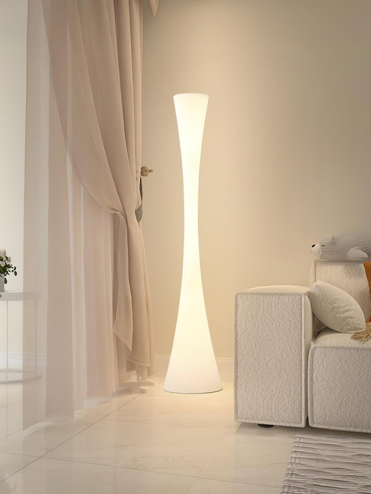 Romantic Simple White Column Floor Lamp M27 | Souliia
