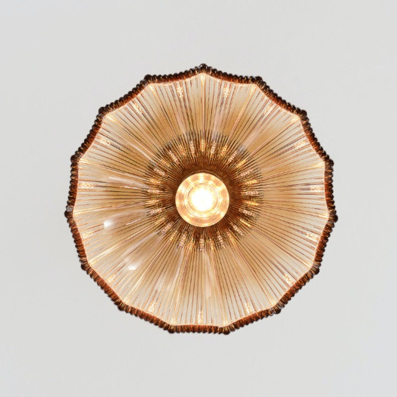 Ribbed Glass Semi Flush Mount Ceiling Light | Souliia