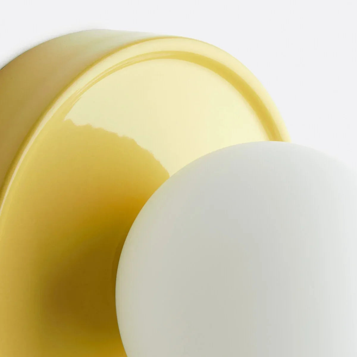 Solna Minimalist Round Glass Wall Sconce with Ceramic Base for Bedroom and Hallway | Souliia