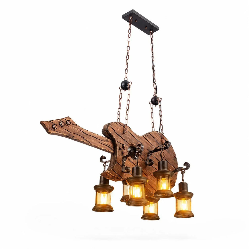 Rustic Industrial Solid Wood Pendant Light Collection | Souliia