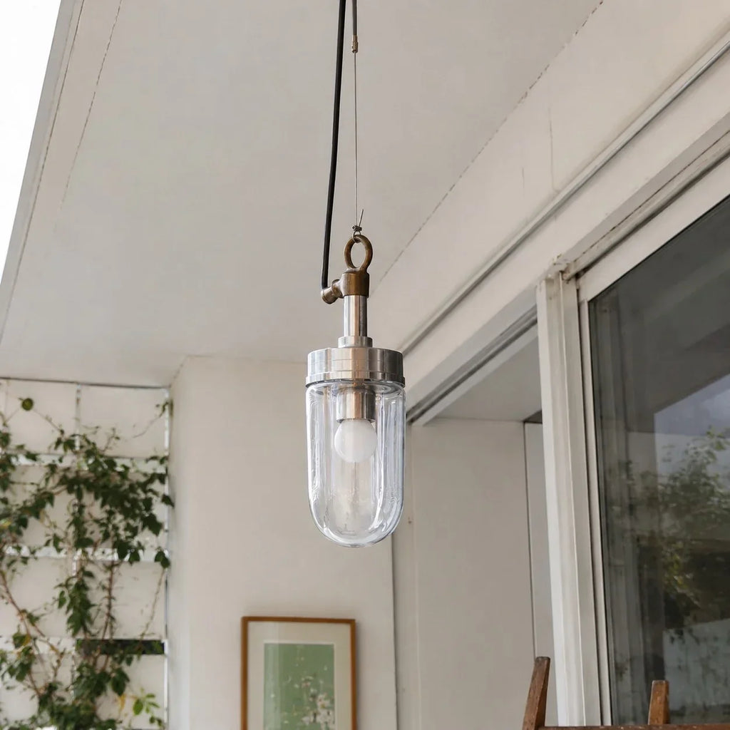 Lampada a sospensione moderna a cilindro in vetro trasparente | Souliia