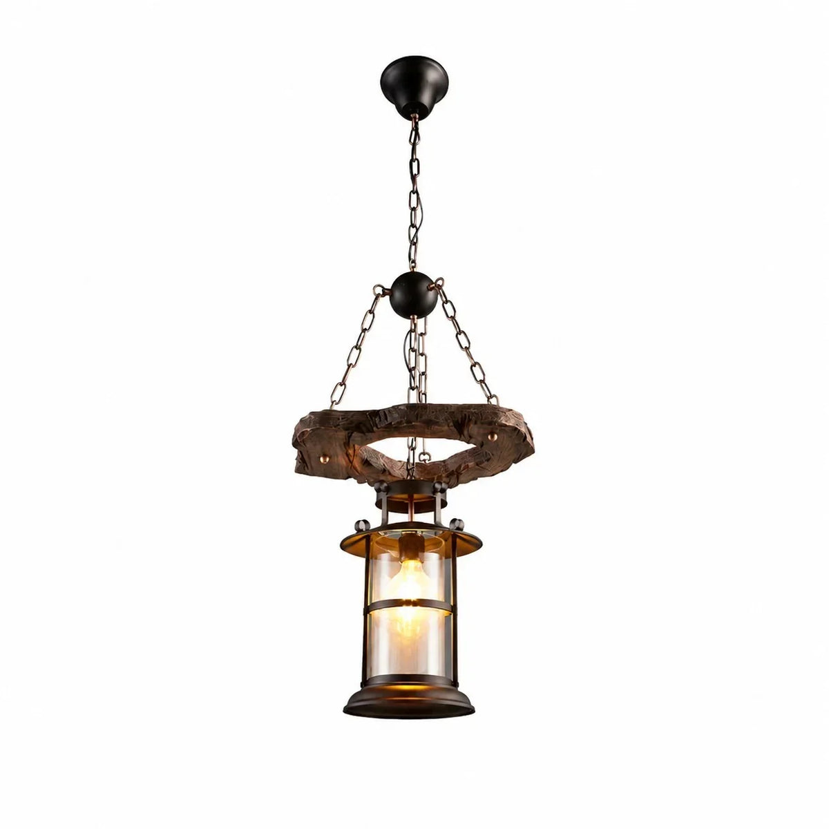 Rustic Industrial Solid Wood Pendant Light Collection | Souliia