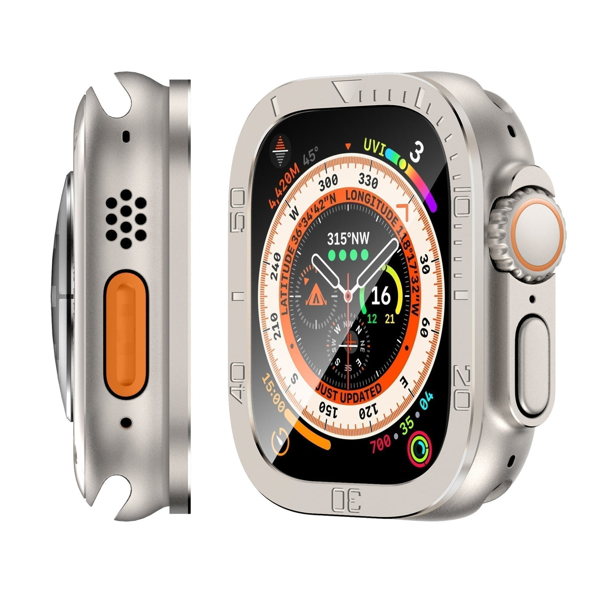 Tempered Glass Screen Protector for Apple Watch Ultra and Ultra 2 by ZenGuard — All-Around Metal Frame