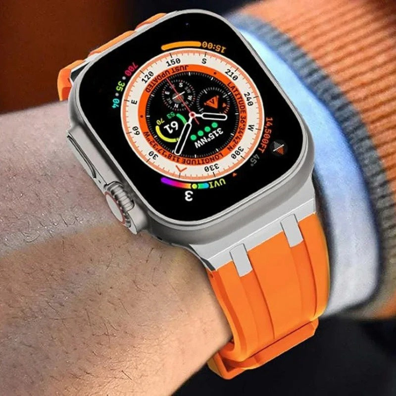 NovaFlex Liquid Silicone Strap for Apple Watch Edition — Polished Metal End Cap