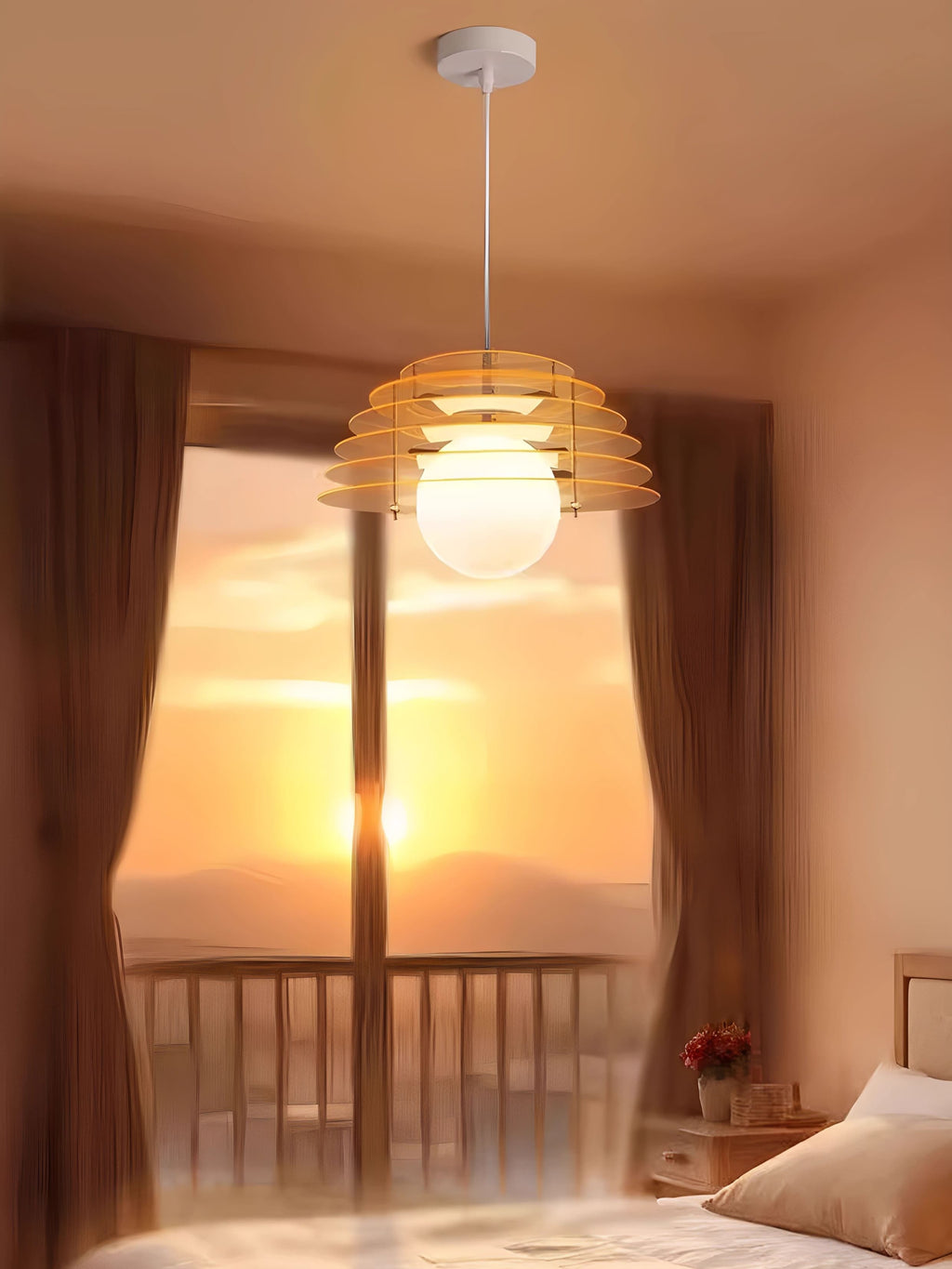 Sunrise Pendelleuchte – Ambient-Pendelleuchte mit Bauhaus Memphis Geometrie – AFTERGLOW S5 | Souliia