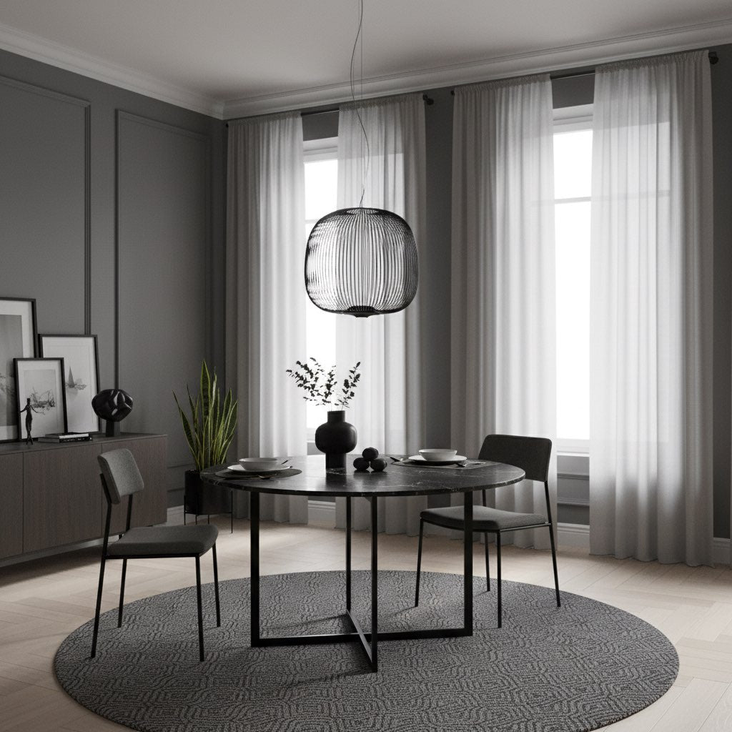 Radiloop Minimalist Suspension Lamp - Metal Lantern-Inspired Design for Dining Room N48 | Souliia