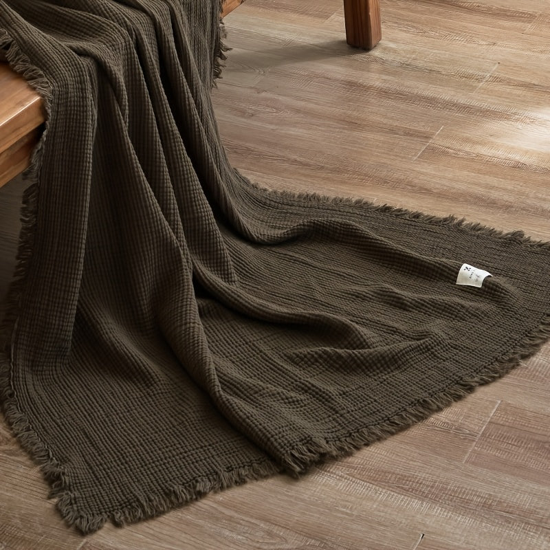 Softcloud Four-Layer Cotton Crepe Blanket — Neutral Beige, Lightweight