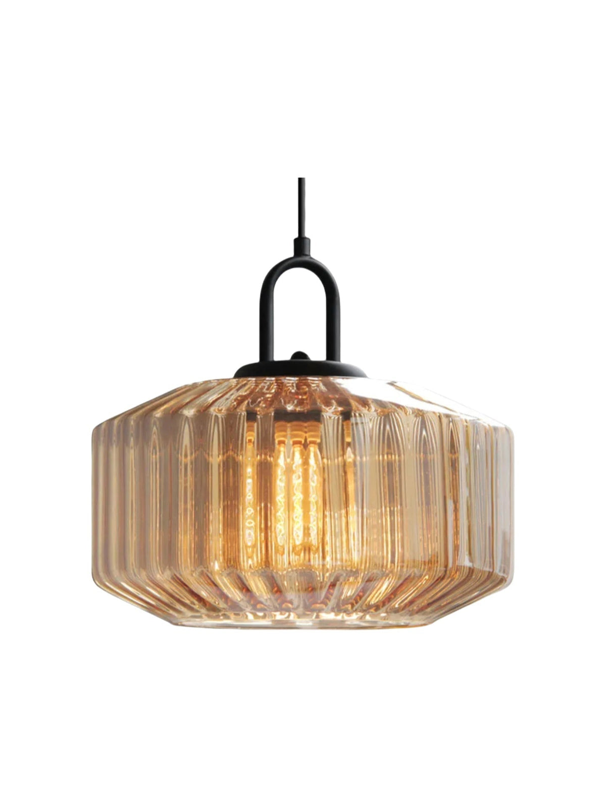 Ribbed Glass Pendant Light - Vintage Green Glass Hanging Light with Modern Appeal | Souliia