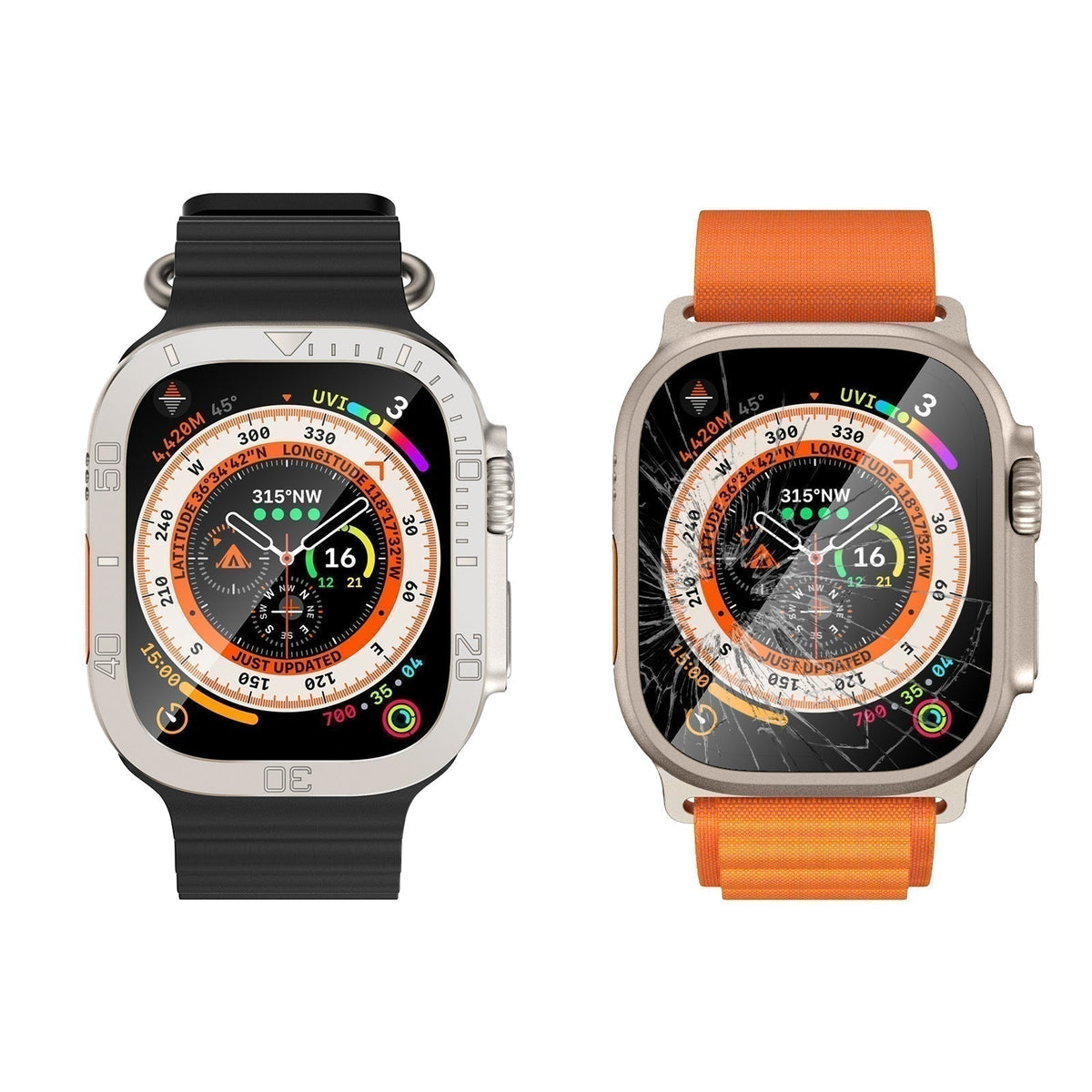 Tempered Glass Screen Protector for Apple Watch Ultra and Ultra 2 by ZenGuard — All-Around Metal Frame