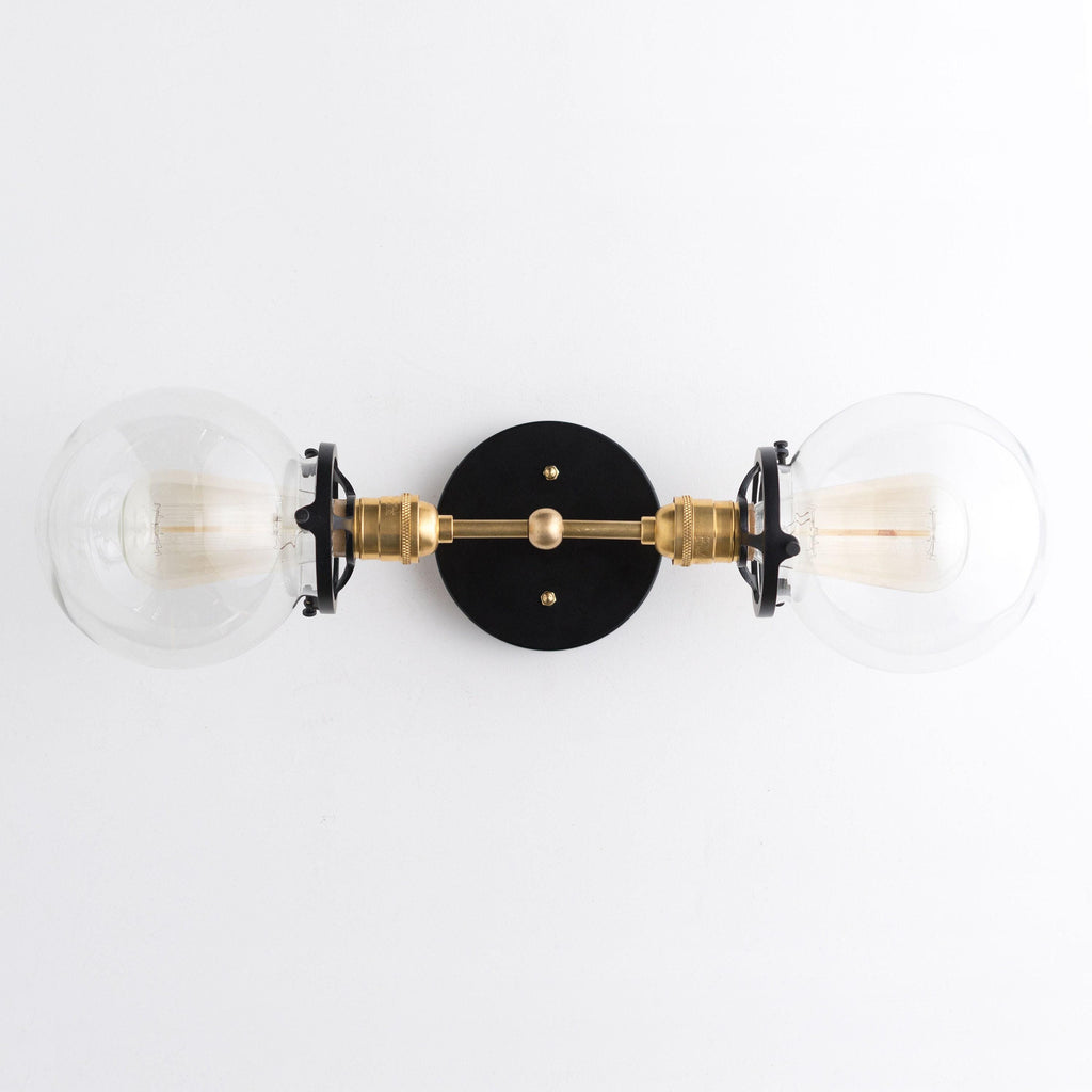 Lumio Globe klare Glas-Wandleuchte – moderne industrielle Wandlampe für Waschtisch & Flur | Souliia