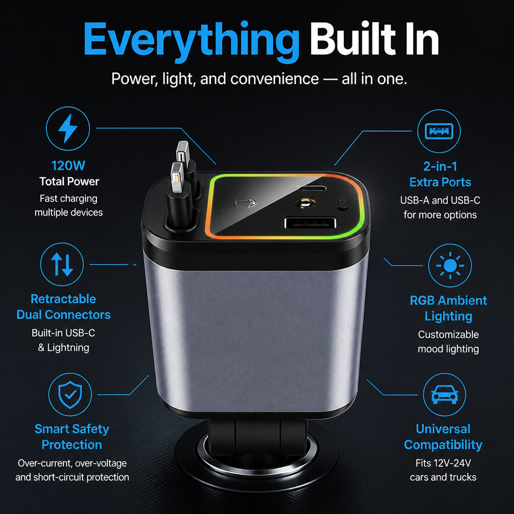 VoltAura 120W — Charge at Lightning Speed While Transforming Your Ride into a Stunning Starry Escape - Souliia