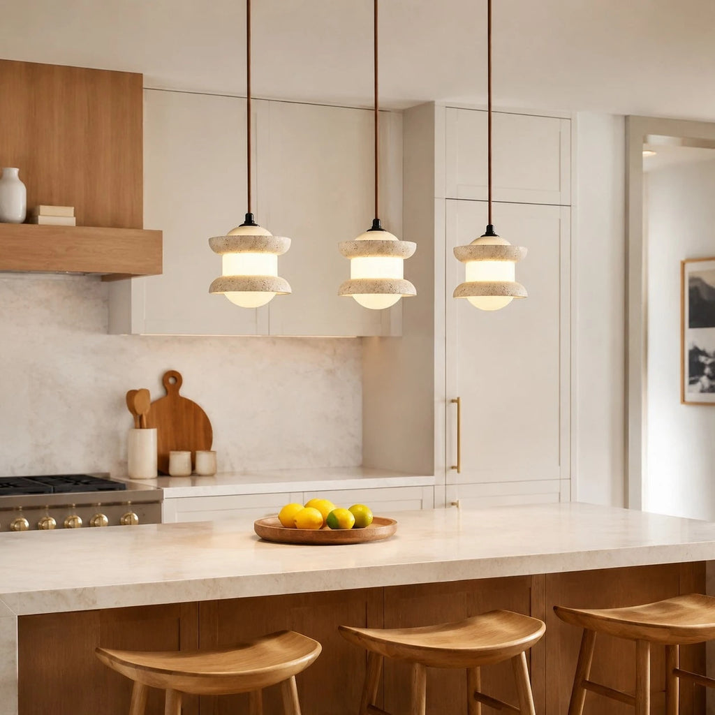 Travertine Stone Pendant Light | Souliia