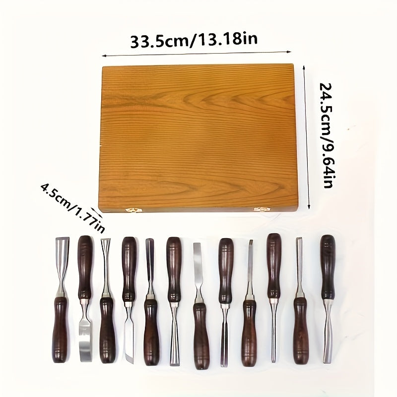 Wood Carving Tool Set – 12-Piece Precision Kit with Wooden Case - Souliia