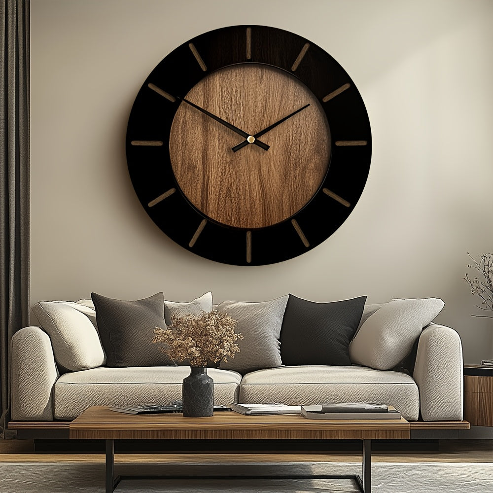TimberMuse Wooden Wall Clock — Silent Movement, Classic Silhouette