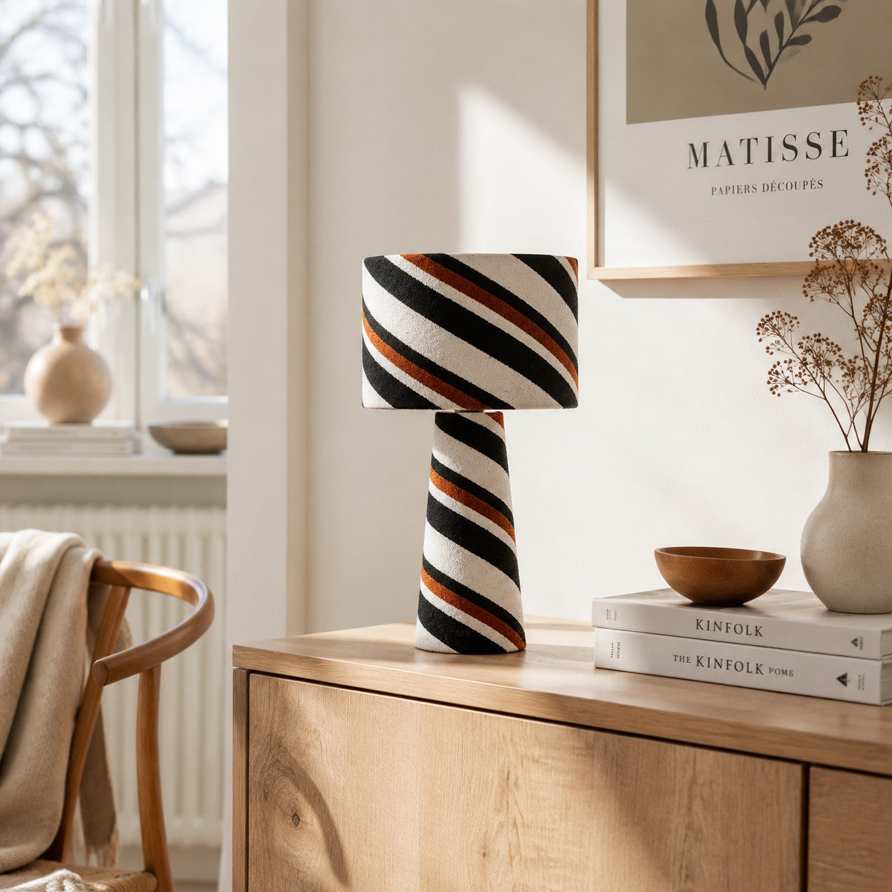 Striped Fabric Table Lamp | Souliia