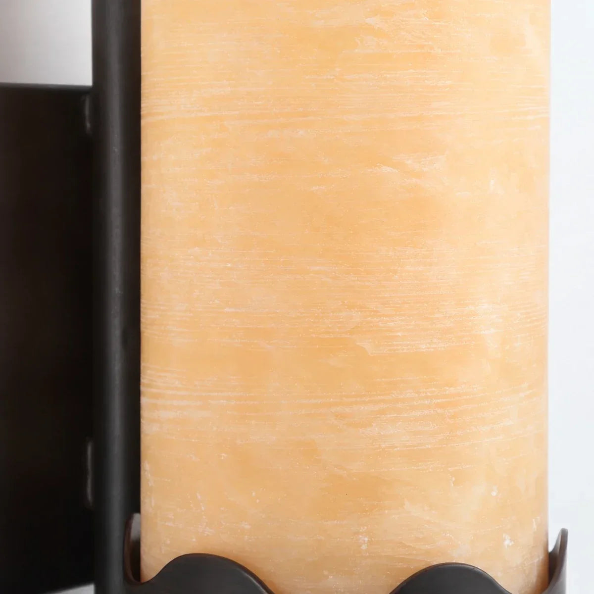 Rustic Alabaster-Style Wall Sconce with Black Metal Frame | Souliia