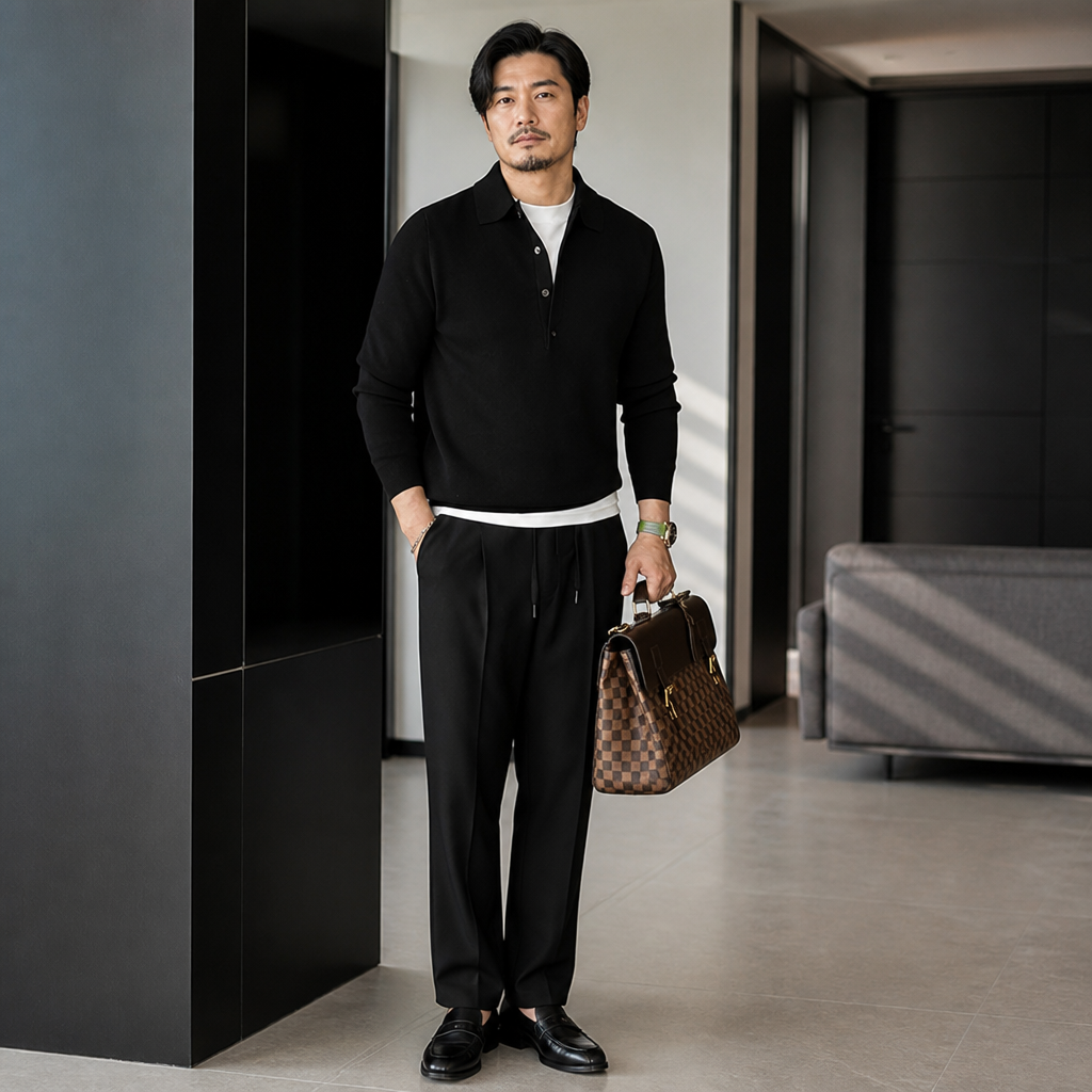 ValorWeave – Tailored Knit Polo with Spread Collar & Button Placket - Souliia