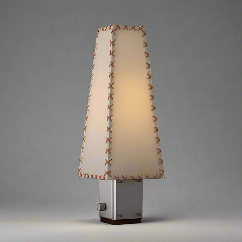 Modern Geometric Metal Table Lamp – Parchment Shade for Bedroom Nightstand Lighting | Souliia