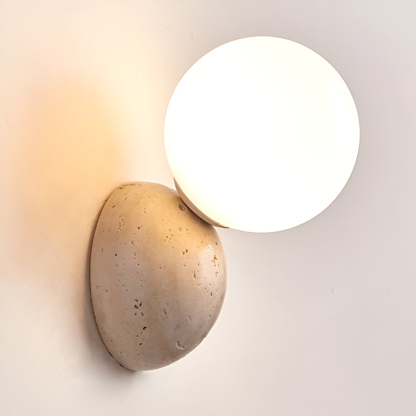 Travertin Runde Glas-Wandlampe | Souliia