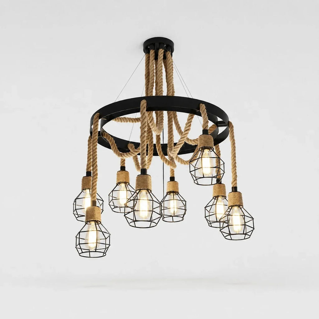 Rustic Farmhouse Rope Chandelier | Souliia